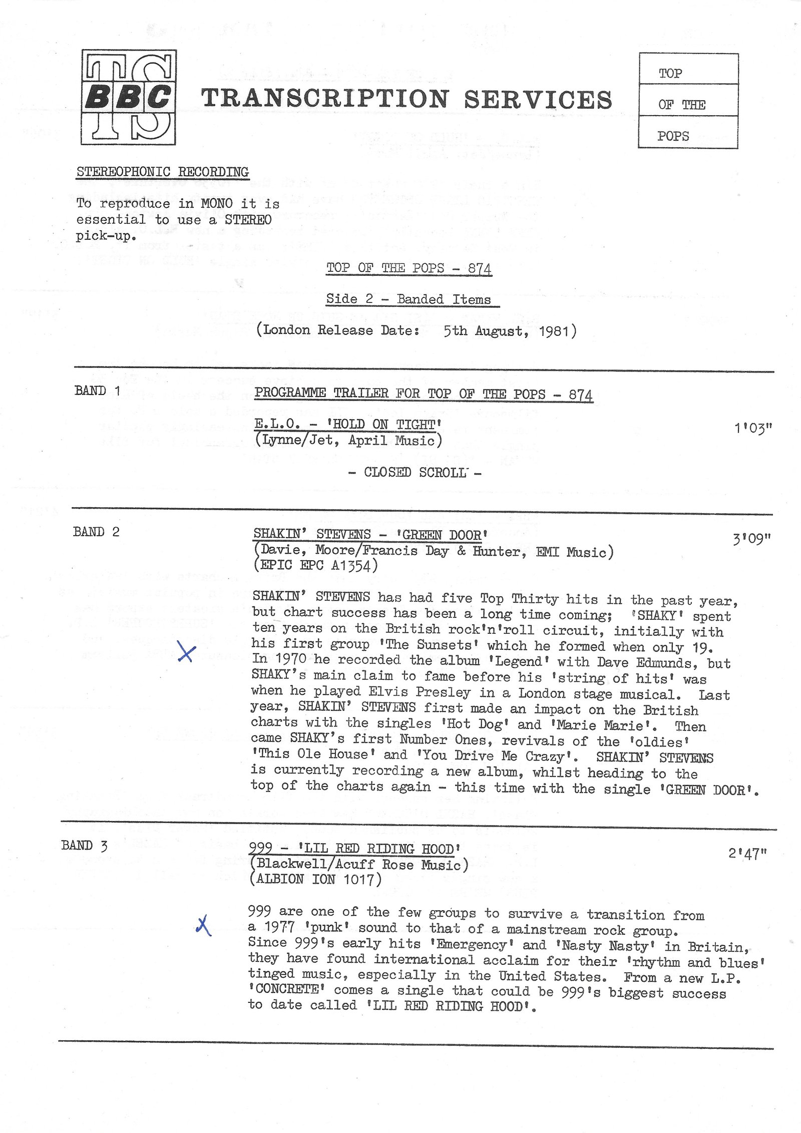 149010 - S Top of the pops - 874 Various Inserts from 149010 - S